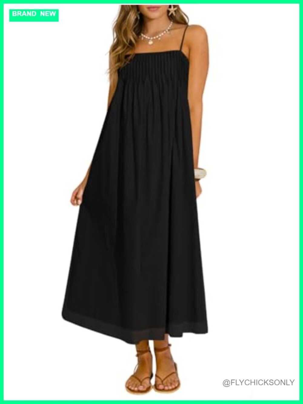 Boho Maxi Dress Spaghetti Strap Square Neck Chiffon Sundress
